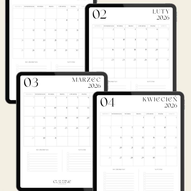 Zestaw: Planer Miesięczny na rok 2026