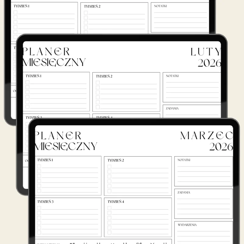 Zestaw: Planer miesięczny na rok 2026