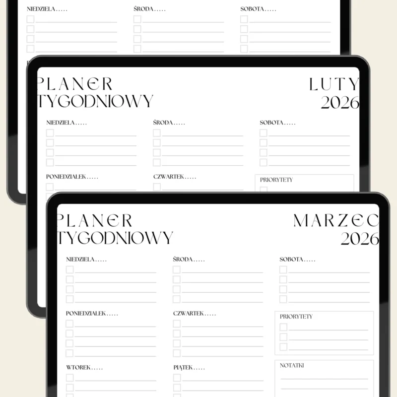 Zestaw: Planer tygodniowy na rok 2026